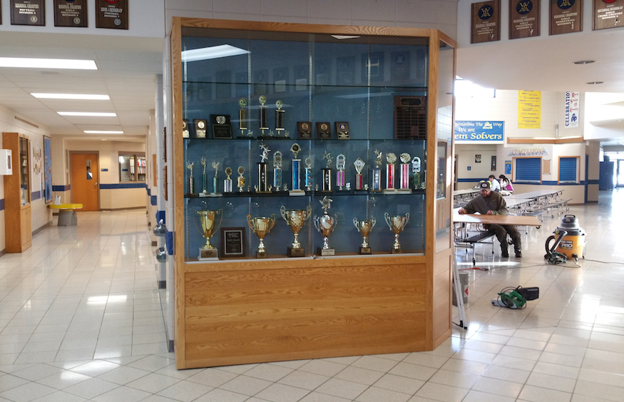 Project Recap Shell Lake High School Display Cases D.P. Juza Woods