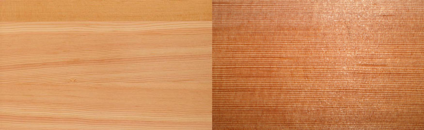 a closeup of wood grain on finished Douglas Fir 