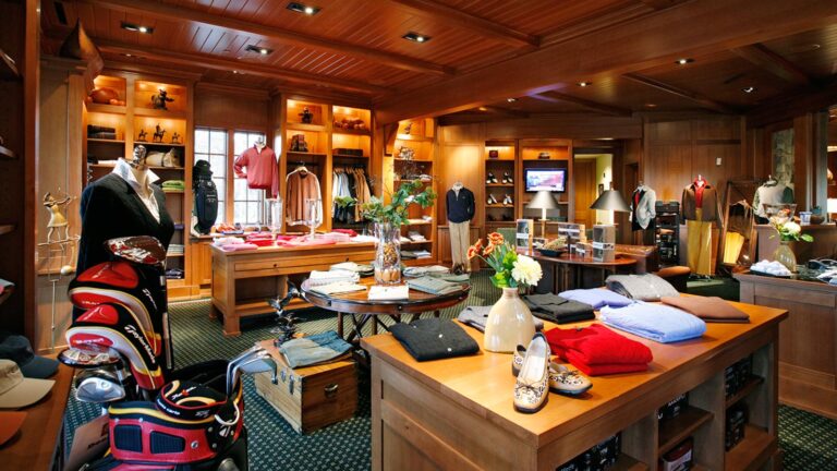 The Golf Pro Shop at the Reynold's Creek Club. Custom furniture with a warm stain finish. with