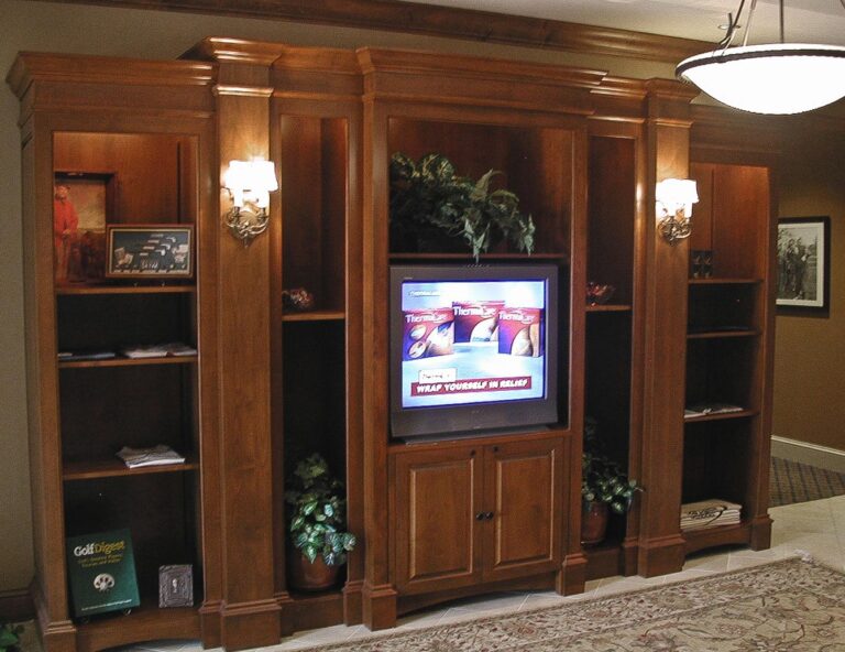 Display shelves and entertainment center at Mirasol Golf Shop