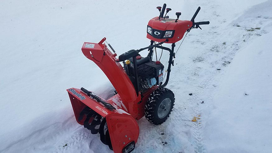 Our new cherry-red Simplicity Snowblower