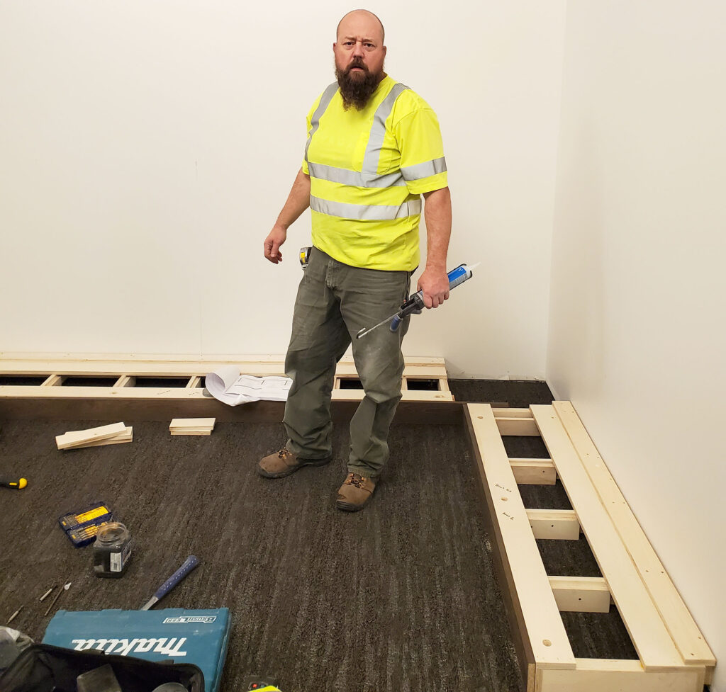 Installing the lockers in the Birch Hill Ski and Snowboarding Lodge | DP Juza Custom Woodworking