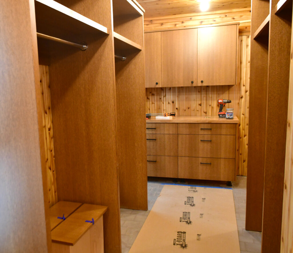 A view of a fully installed master closet.